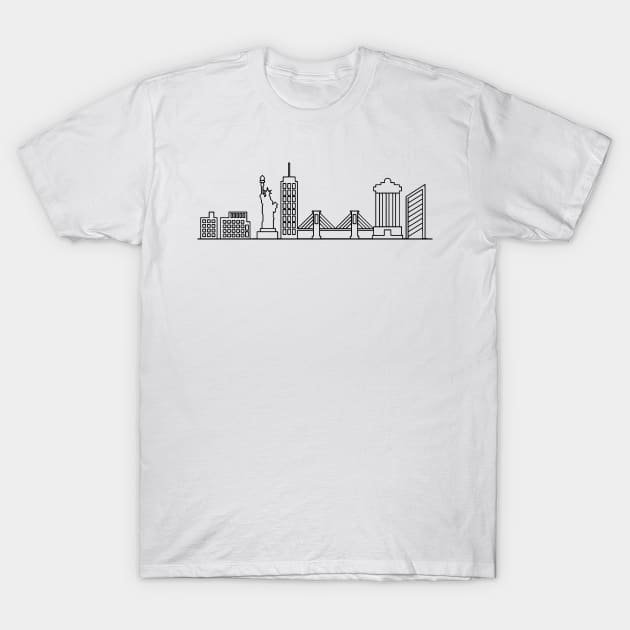 New York Skyline in black with details T-Shirt by Mesyo